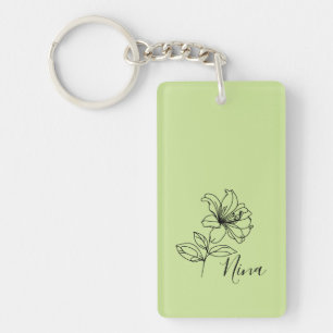 Personalised June Honeysuckle Birth Flower Gift  Key Ring