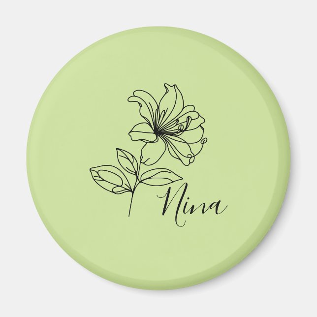 Personalised June Honeysuckle Birth Flower Gift  Magnet (Front)