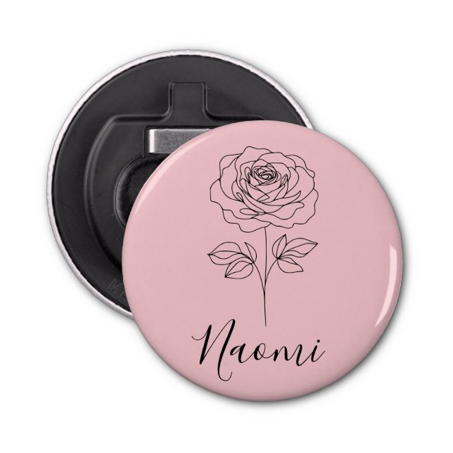  Personalised June Rose Birth Flower Gift for Her  Bottle Opener (Front)