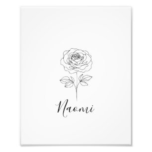 Personalised June Rose Birth Flower Gift for Her Photo Print
