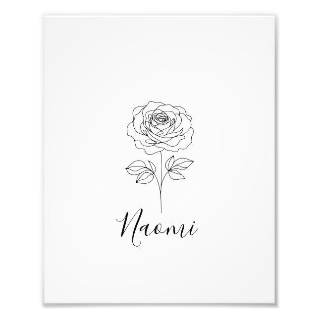  Personalised June Rose Birth Flower Gift for Her  Photo Print (Front)