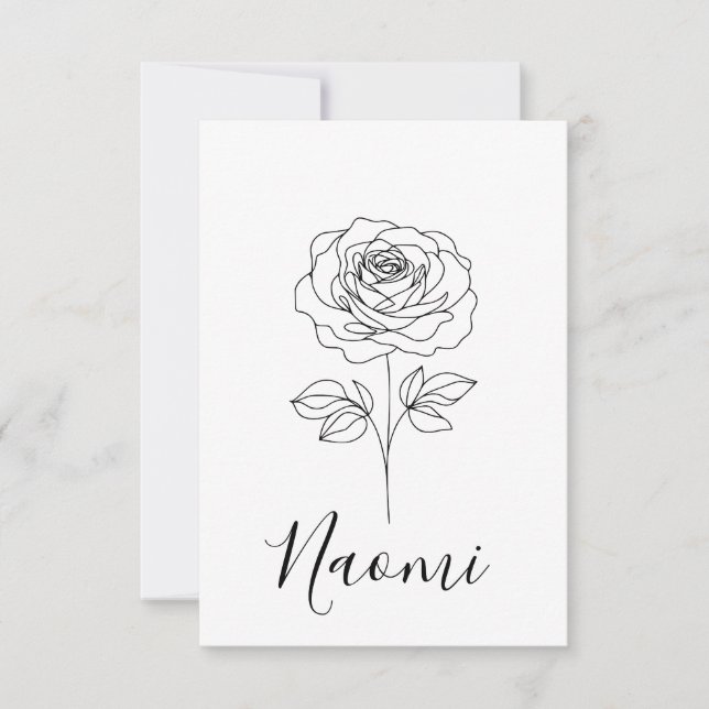  Personalised June Rose Birth Flower Gift for Her  Thank You Card (Front)