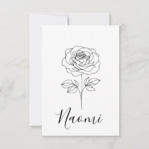  Personalised June Rose Birth Flower Gift for Her  Thank You Card
