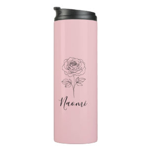 Personalised June Rose Birth Flower Gift for Her Thermal Tumbler