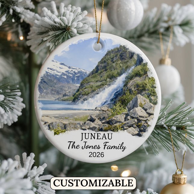 Personalised Juneau Ornament, Custom Alaska Ceramic Tree Decoration (Creator Uploaded)