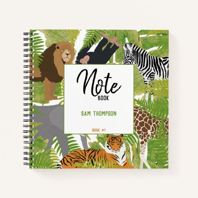Personalised Jungle Animals Safari Kids Journal (Front)