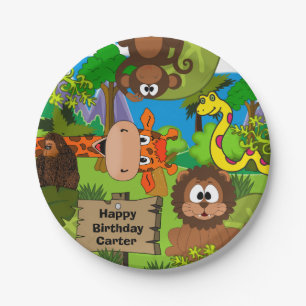 Personalised Jungle Birthday Paper Plate