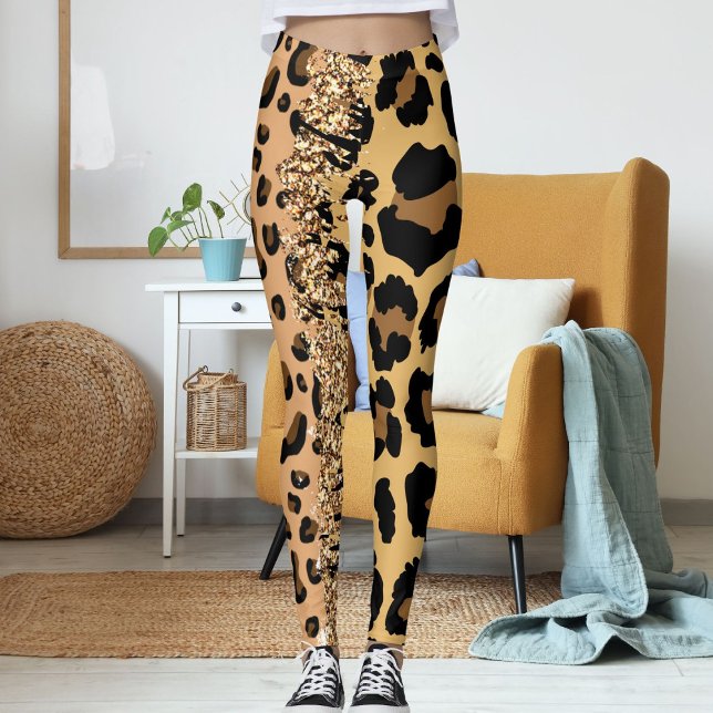 Personalised Jungle Cat Print Wild Animal Pattern Leggings (Creator Uploaded)