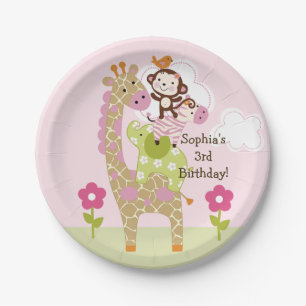 Personalised Jungle Girl Birthday Party Plates