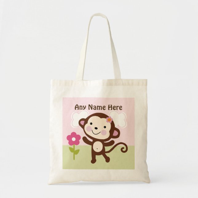 Personalised Jungle Girl Monkey Tote Bag (Front)