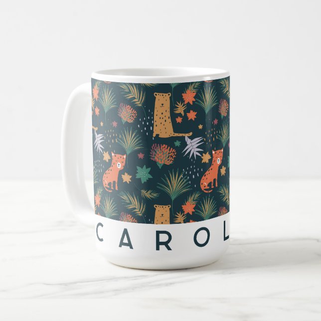 Personalised Jungle Leopard Mug | Custom Kids Cup (Front Left)