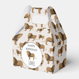 Personalised Jungle Lion Animal Pattern Birthday Favour Box
