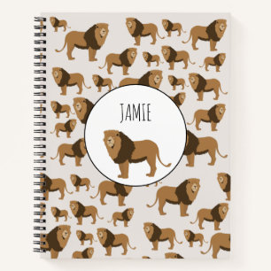 Personalised Jungle Lion Animal Pattern  Notebook