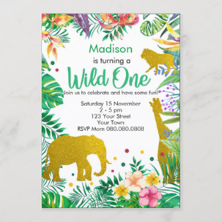 Personalised Jungle Safari 1st Birthday Invitation
