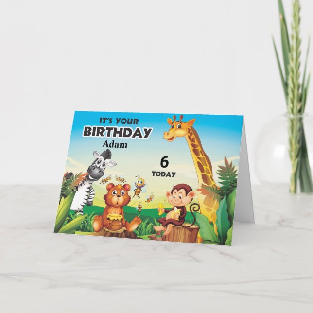 Personalised Jungle Safari Children's Birthday Card (Front)