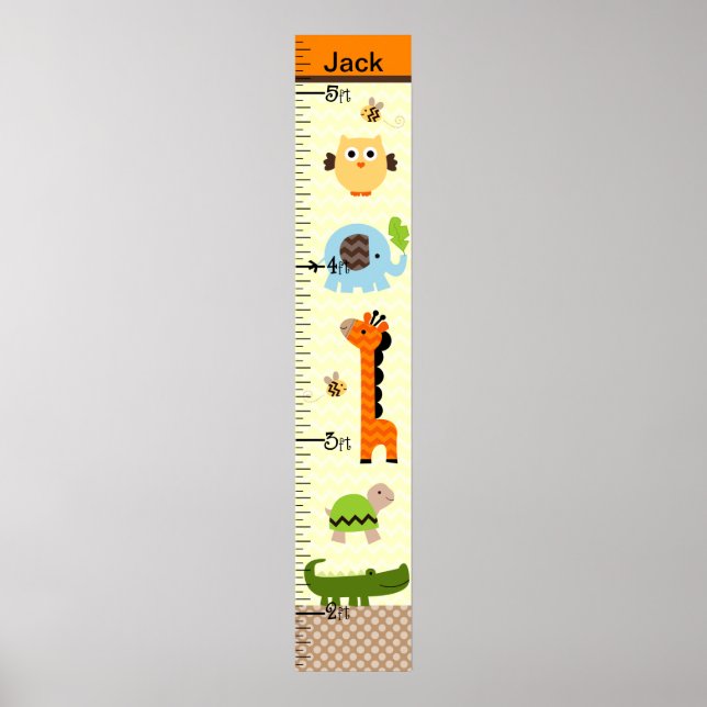 Personalised Jungle Stack Animals Growth Chart (Front)