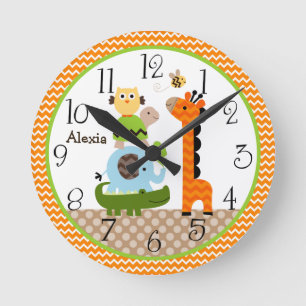 Personalised Jungle Stack Animals Nursery Clock