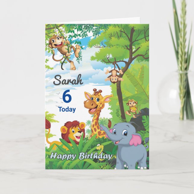 Personalised Jungle Themed Card For Kids (Front)