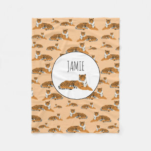 Personalised Jungle Tiger Animal Pattern Fleece Blanket