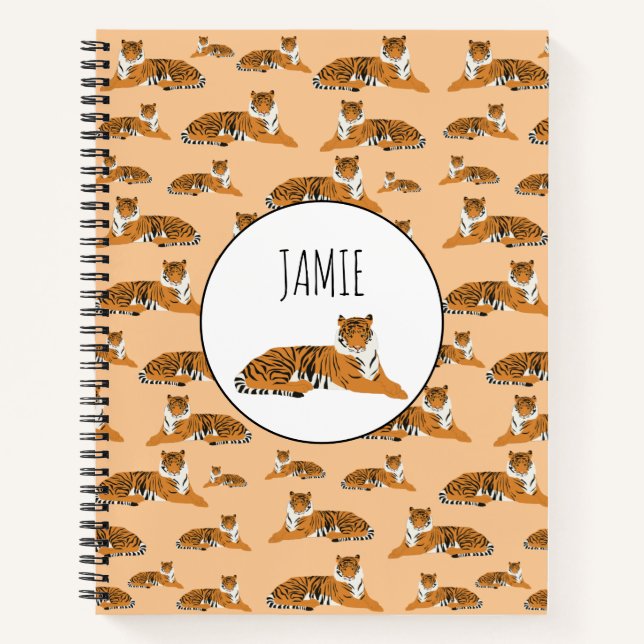 Personalised Jungle Tiger Animal Pattern Notebook (Front)