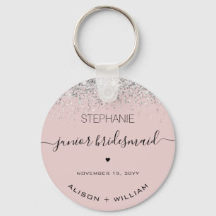 Personalised Junior Bridesmaid Glitter confetti Key Ring
