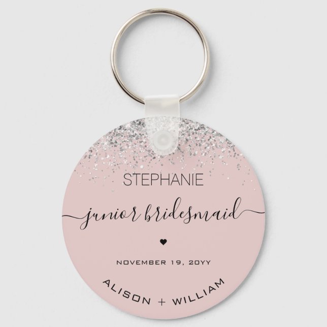 Personalised Junior Bridesmaid Glitter confetti Key Ring (Front)