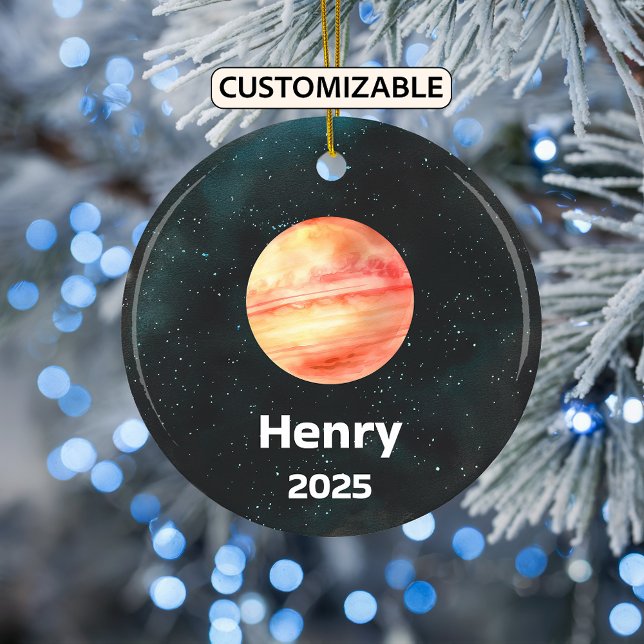 Personalised Jupiter Ornament, Solar System Ceramic Tree Decoration (Creator Uploaded)
