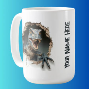 Personalised Jurassic Raptor Dinosaur Coffee Mug