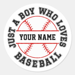 Personalised Just A Boy Who Loves Baseball Classic Round Sticker