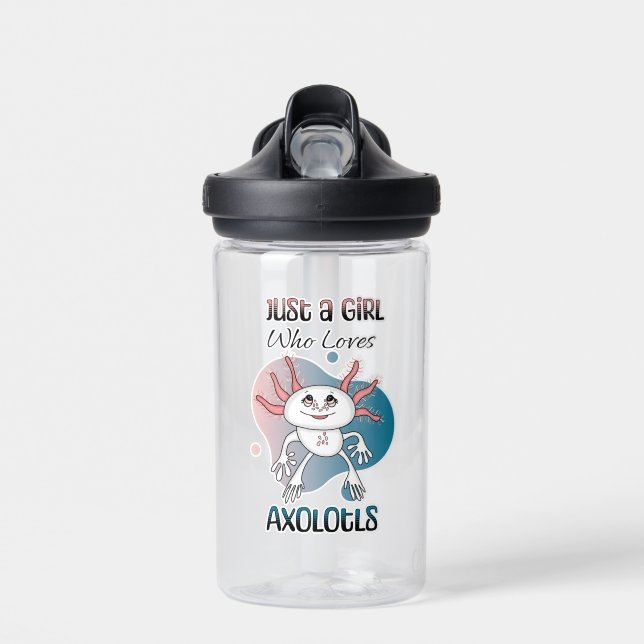 Personalised Just a Girl who Loves Axolotls Water Bottle (Front)