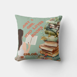 Personalised Just a Girl Who Loves Books Cushion