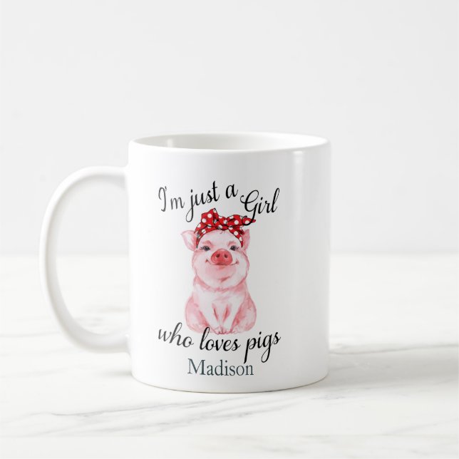 Personalised Just a Girl Who Loves Pigs Coffee Mug (Left)