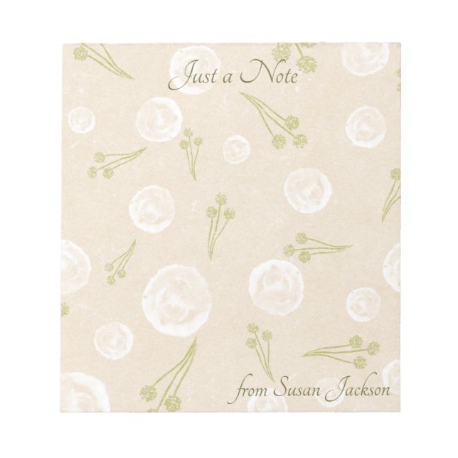 Personalised Just a Note Floral Pale Beige & Sage (Front)
