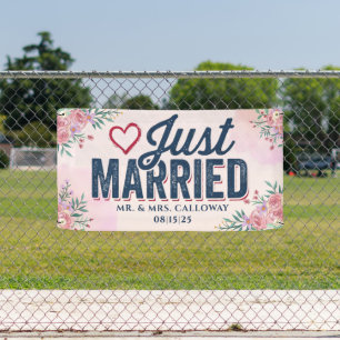 personalised Just Married Car Banner