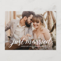 Personalised "Just Married" Elopement Photo Postca