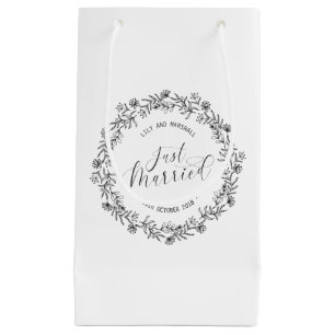 Personalised Just Married Floral   Gift Bag
