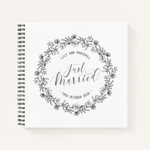 Personalised Just Married Floral   Guestbook Notebook