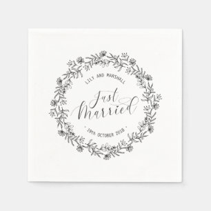 Personalised Just Married Floral   Paper Napkin