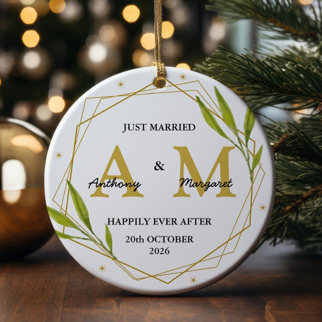 Personalised Just Married Gift Mr & Mrs Wedding Ceramic Tree Decoration (Creator Uploaded)