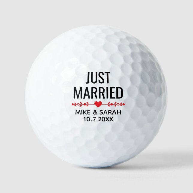 Personalised Just Married Golf Balls Wedding Favou (Front)