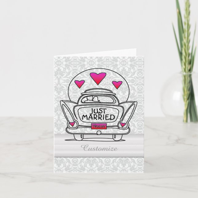 Personalised Just Married Honeymoom Car Card (Front)