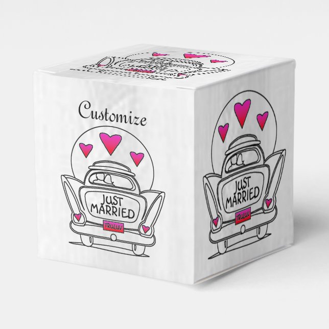 Personalised Just Married Honeymoon Car Cube Box (Front Side)