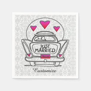 Personalised Just Married Honeymoon Car Napkins 2