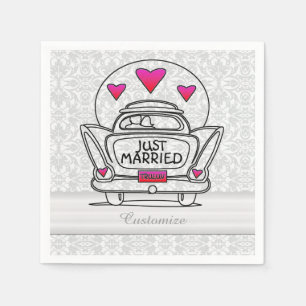 Personalised Just Married Honeymoon Car Napkins 3