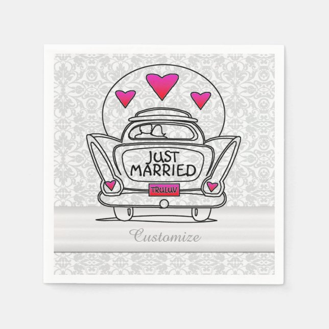 Personalised Just Married Honeymoon Car Napkins 3 (Front)