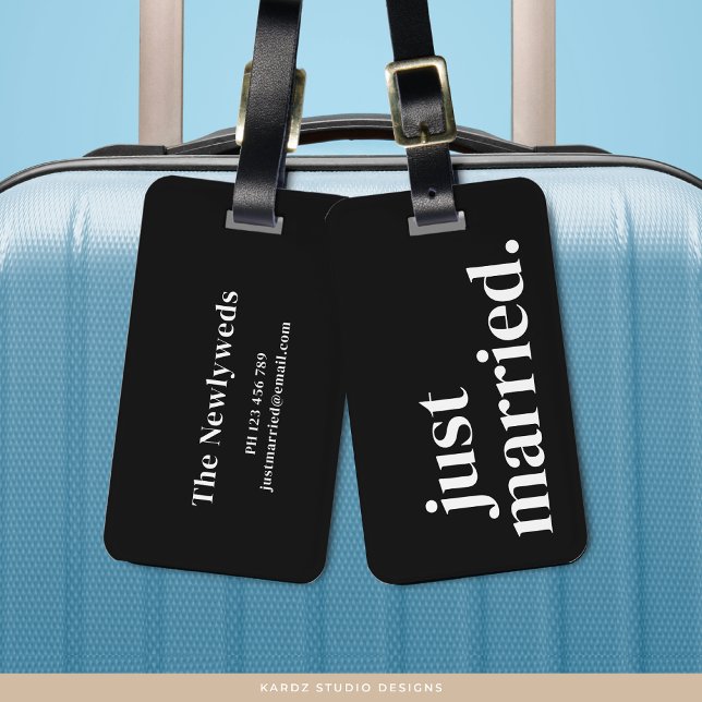 Personalised Just Married Luggage Tag (Personalize this newlywed tag with the groom or couple's name.)