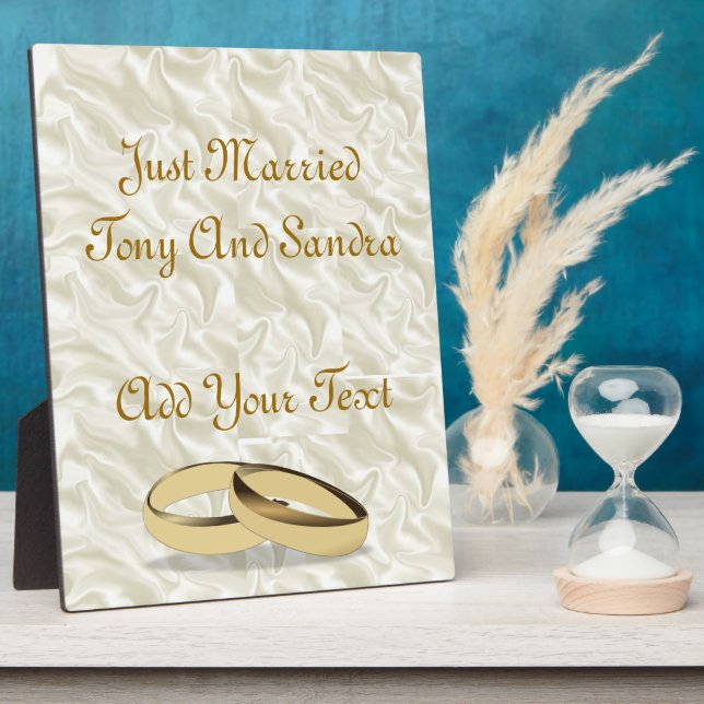 Personalised Just Married Wedding Table Plaque (Side)