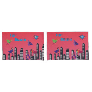 Personalised Justice Superhero Colourful Flying  Pillowcase