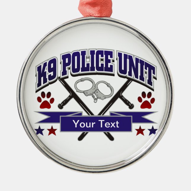Personalised K9 Police Unit Metal Tree Decoration (Front)
