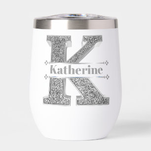 Personalised K Initial Silver Monogram Your Name